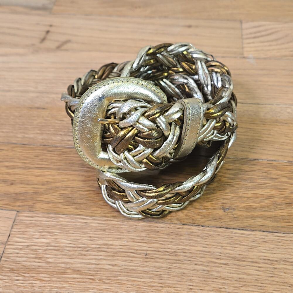 Vintage Metallic Braided faux leather belt size M/L - Picture 7 of 7